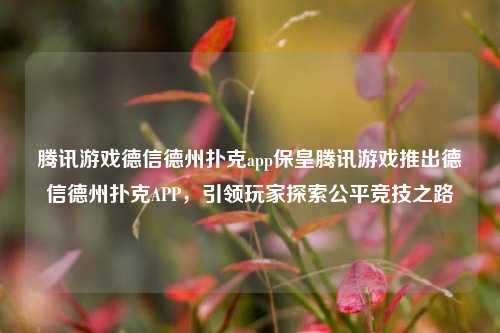 腾讯游戏德信德州扑克app保皇腾讯游戏推出德信德州扑克APP，引领玩家探索公平竞技之路