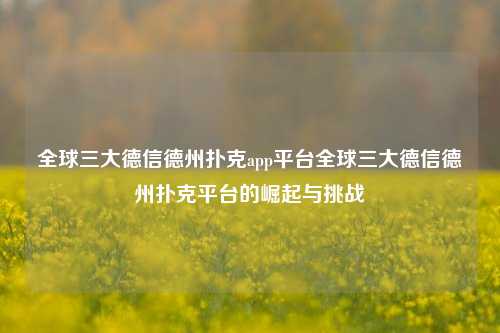全球三大德信德州扑克app平台全球三大德信德州扑克平台的崛起与挑战