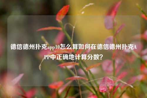 德信德州扑克app10怎么算如何在德信德州扑克APP中正确地计算分数？