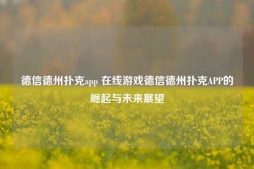德信德州扑克app 在线游戏德信德州扑克APP的崛起与未来展望