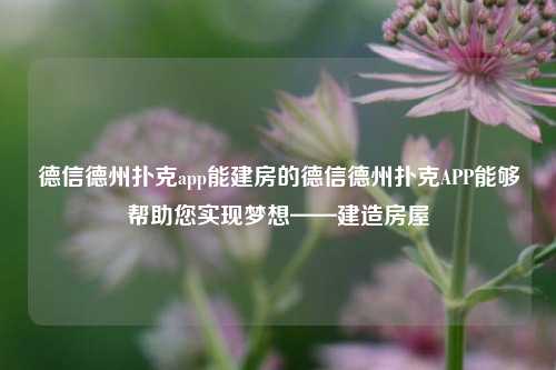 德信德州扑克app能建房的德信德州扑克APP能够帮助您实现梦想——建造房屋