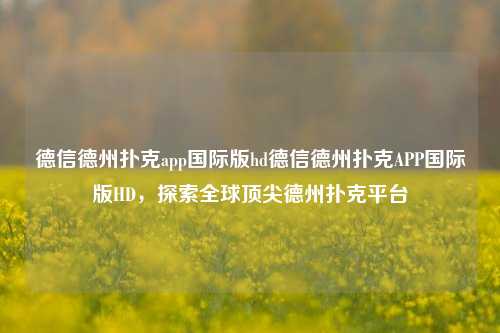 德信德州扑克app国际版hd德信德州扑克APP国际版HD，探索全球顶尖德州扑克平台