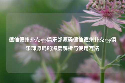德信德州扑克app俱乐部源码德信德州扑克app俱乐部源码的深度解析与使用方法