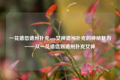 一花德信德州扑克app女神德州扑克的神秘魅力——从一花德信到德州扑克女神