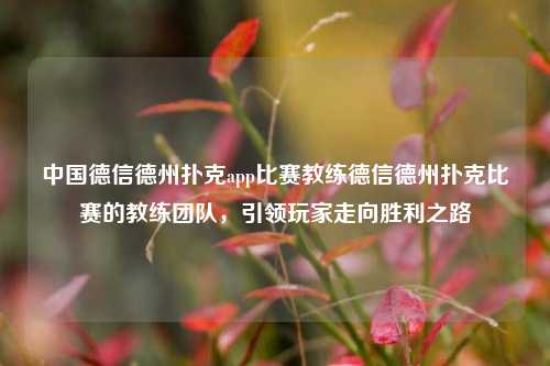 中国德信德州扑克app比赛教练德信德州扑克比赛的教练团队，引领玩家走向胜利之路