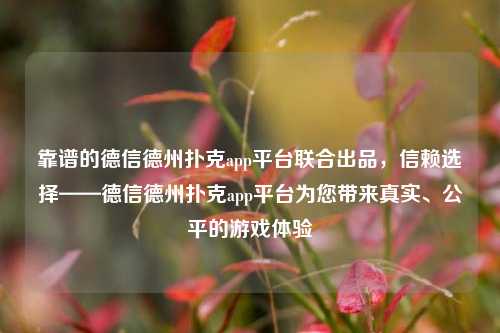 靠谱的德信德州扑克app平台联合出品，信赖选择——德信德州扑克app平台为您带来真实、公平的游戏体验