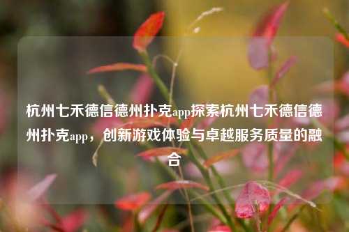杭州七禾德信德州扑克app探索杭州七禾德信德州扑克app，创新游戏体验与卓越服务质量的融合