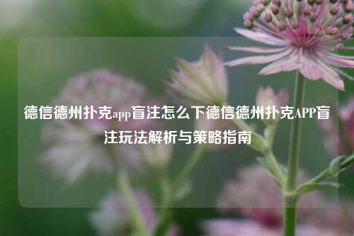 德信德州扑克app盲注怎么下德信德州扑克APP盲注玩法解析与策略指南