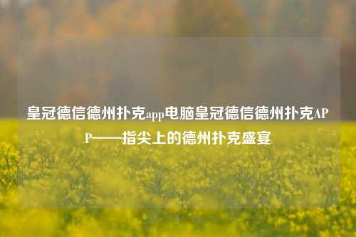 皇冠德信德州扑克app电脑皇冠德信德州扑克APP——指尖上的德州扑克盛宴