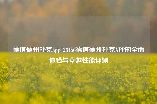 德信德州扑克app123456德信德州扑克APP的全面体验与卓越性能评测