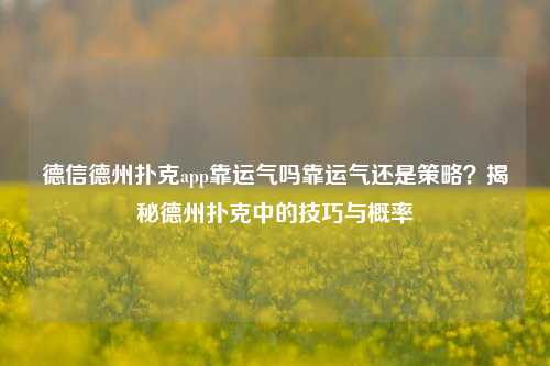 德信德州扑克app靠运气吗靠运气还是策略？揭秘德州扑克中的技巧与概率
