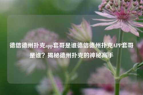 德信德州扑克app套哥是谁德信德州扑克APP套哥是谁？揭秘德州扑克的神秘高手