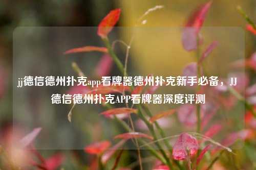 jj德信德州扑克app看牌器德州扑克新手必备，JJ德信德州扑克APP看牌器深度评测