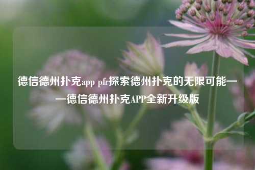 德信德州扑克app pfr探索德州扑克的无限可能——德信德州扑克APP全新升级版