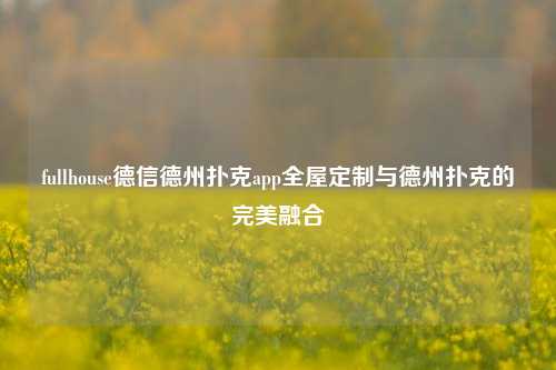 fullhouse德信德州扑克app全屋定制与德州扑克的完美融合