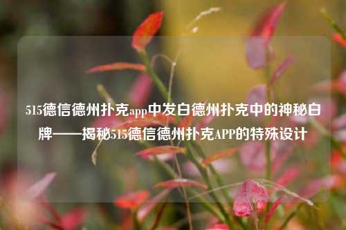 515德信德州扑克app中发白德州扑克中的神秘白牌——揭秘515德信德州扑克APP的特殊设计