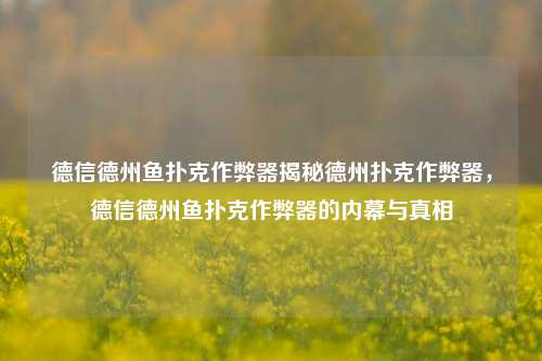 德信德州鱼扑克作弊器揭秘德州扑克作弊器，德信德州鱼扑克作弊器的内幕与真相