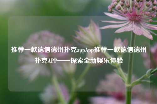 推荐一款德信德州扑克appApp推荐一款德信德州扑克APP——探索全新娱乐体验