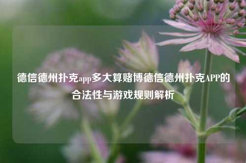 德信德州扑克app多大算赌博德信德州扑克APP的合法性与游戏规则解析