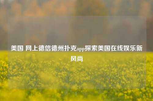 美国 网上德信德州扑克app探索美国在线娱乐新风尚