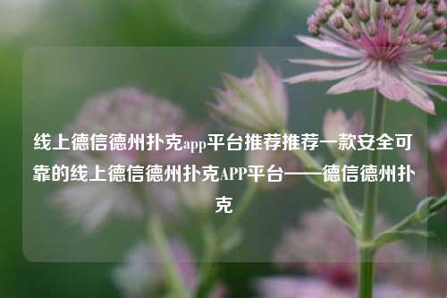 线上德信德州扑克app平台推荐推荐一款安全可靠的线上德信德州扑克APP平台——德信德州扑克
