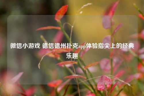 微信小游戏 德信德州扑克app体验指尖上的经典乐趣