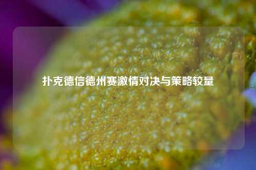 扑克德信德州赛激情对决与策略较量