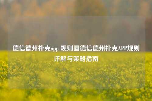 德信德州扑克app 规则图德信德州扑克APP规则详解与策略指南
