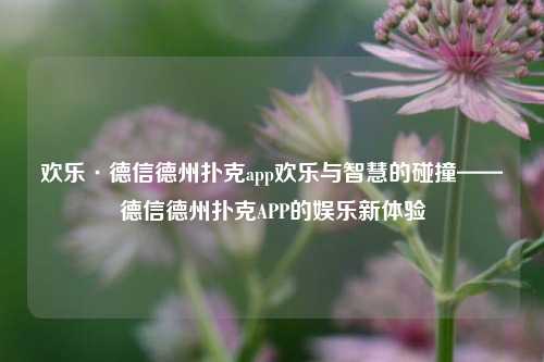 欢乐·德信德州扑克app欢乐与智慧的碰撞——德信德州扑克APP的娱乐新体验