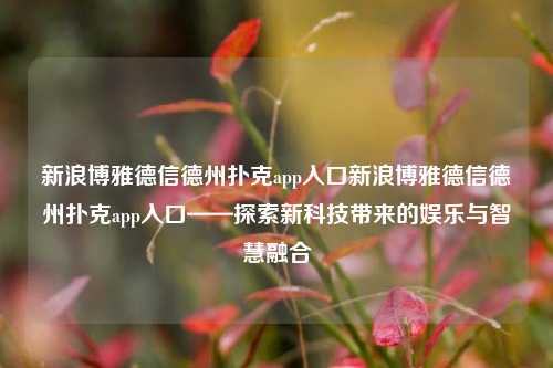新浪博雅德信德州扑克app入口新浪博雅德信德州扑克app入口——探索新科技带来的娱乐与智慧融合