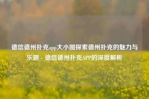 德信德州扑克app大小图探索德州扑克的魅力与乐趣 - 德信德州扑克APP的深度解析
